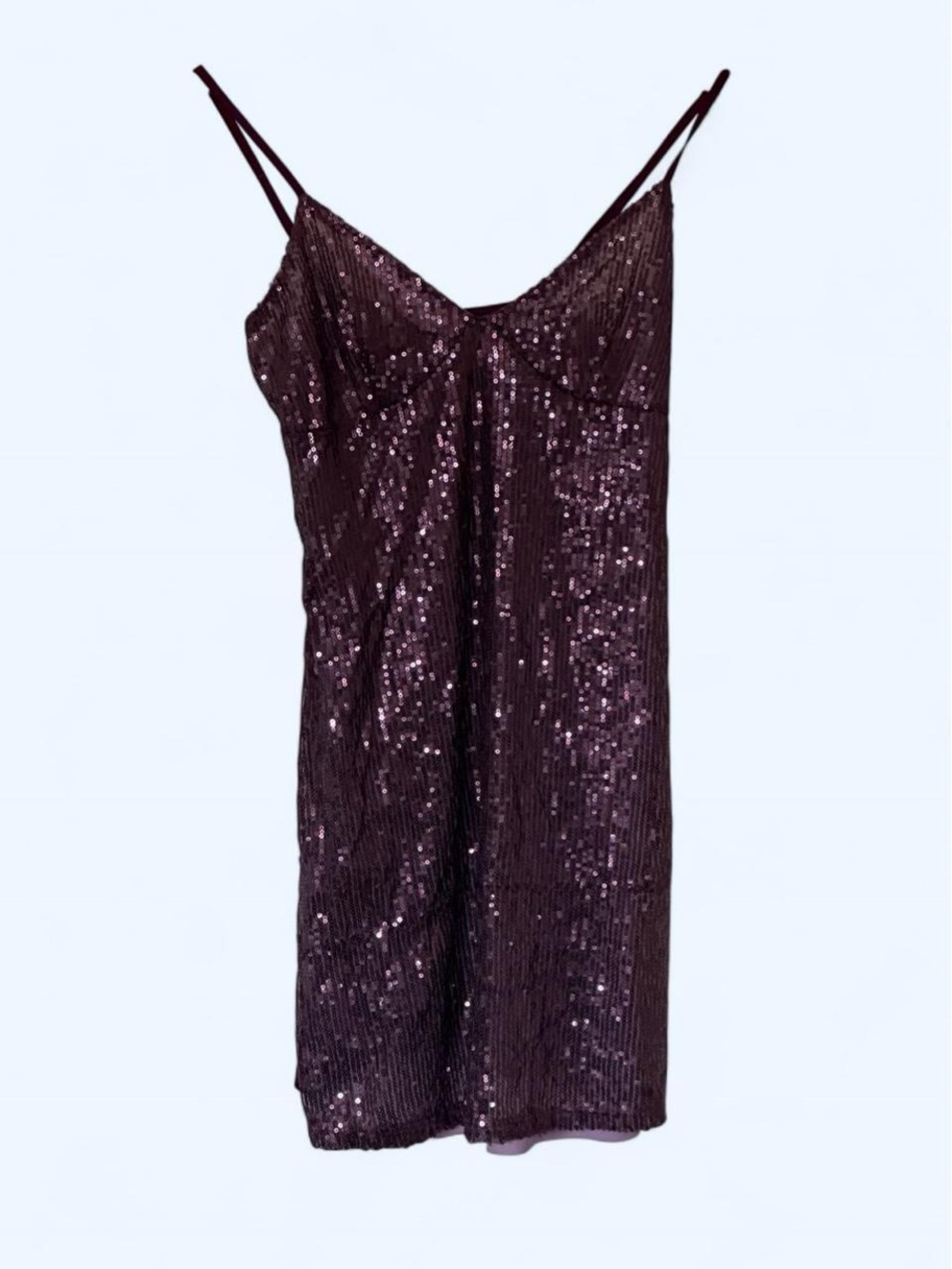 Y2K Silence + Noise Sequin Slip Dress in Deep Plum